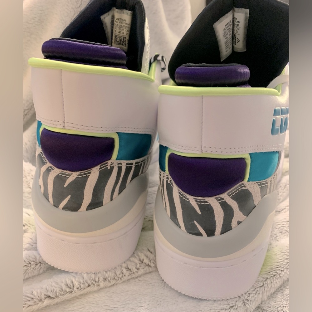 Men's High-Top Sneakers - White and Blue - Picture 6 of 10